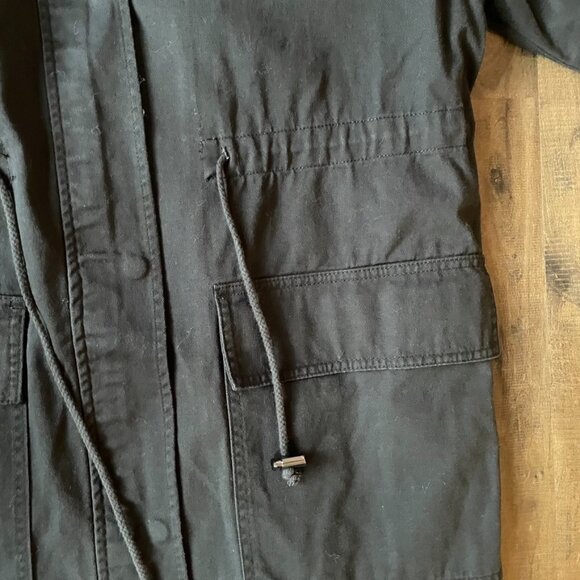ASOS Charcoal Gray Hooded Utility Parka Jacket Women’s Size 6 Drawstring Waist - Picture 3 of 7